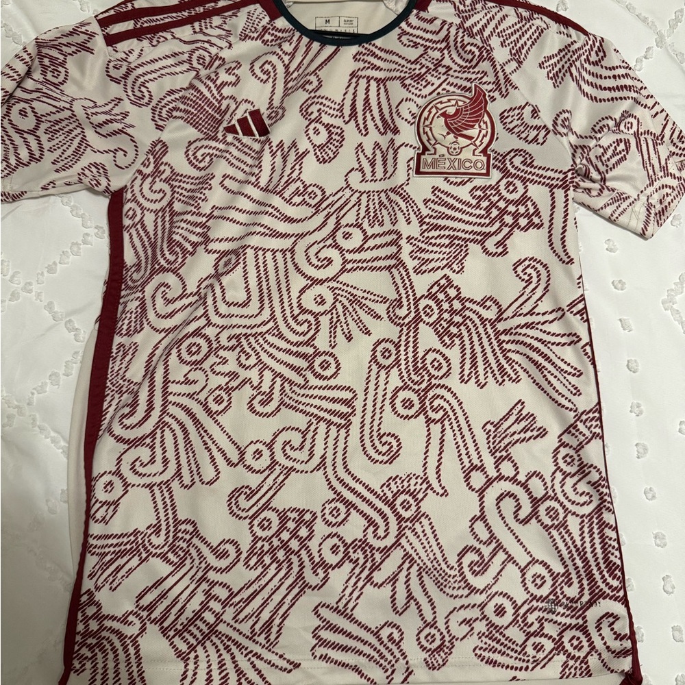 adidas Men's Red and White Patterned Jersey